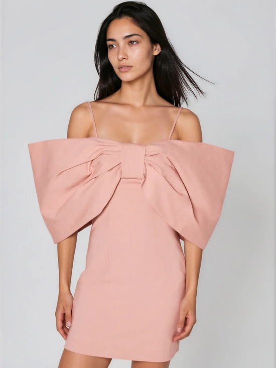 & Other Stories Dresses & Skirts - & Other Stories Blush Pink Off-Shoulder Bow Mini Dress